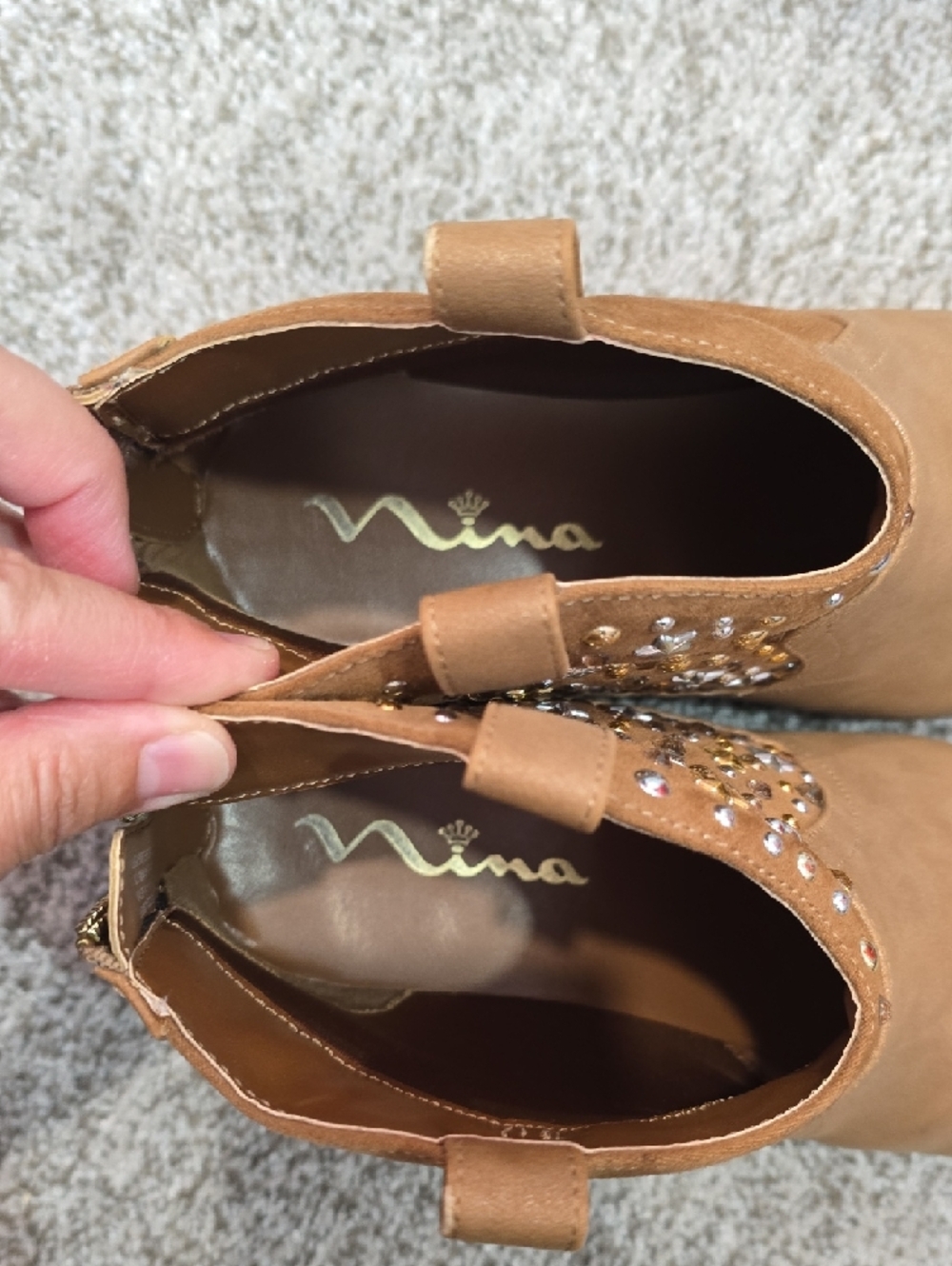 Nina Brown Ankle Boots For Girls Size 5 - Picture 6 of 9